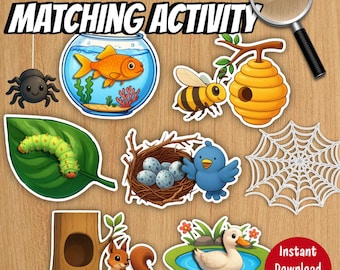 Tierheime Memory Spiel | Spaß Kinderaktivität | Homeschool und Lehrplan | PDF-Download A4