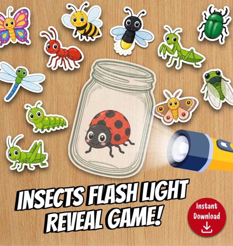 Flashlights And Insects Insect Flashlight Reveal Game | Preschool and Kindergarten Activity ...