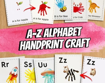 Empreintes de main de l'alphabet | Activité de peinture à la main | Maternelle et préscolaire | Éducation préscolaire | Téléchargement PDF, A4