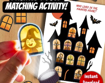 Haunted House Reveal Game | Halloween Activity for Children | PDF download A4