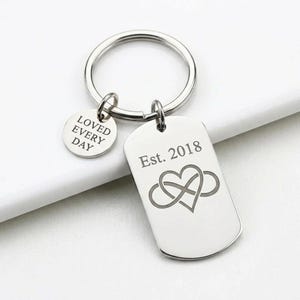 Personalized Stainless Steel Dog Tag Keychain, Custom Coordinates Charm, Couple Gift