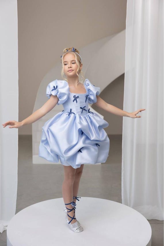 cornflower blue bridesmaid dresses Cowl Asymmetrical Chiffon Dress Designer Handmade Navy Blue Scoop Neck If needed Size:5t