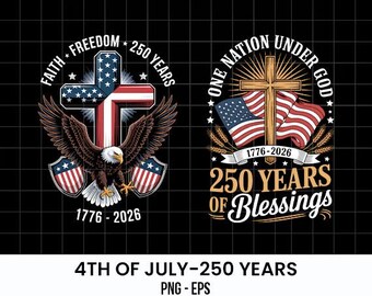 One Nation Under God PNG EPS, God Bless America png, 250th Anniversary usa Shirt Design, Patriotic Fourth of July Sublimation PNG, Patriotic