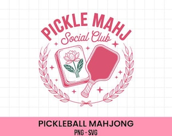 Funny Pickleball Mahjong PNG SVG, Mahjong Social Club Design, American Mahjong Tiles Clipart, Mahjong Lover Gift, Pickleball Design Download