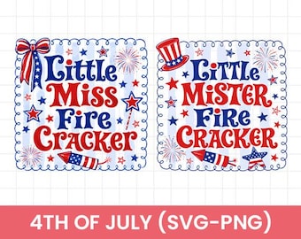 Little Miss Firecracker SVG PNG, 4th of July svg, Patriotic Kids png,Coquette Bow USA Shirt Design, Red White Blue Little Mister Firecracker
