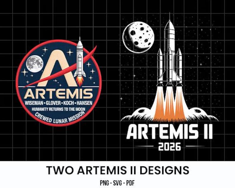 Artemis 2 PNG SVG, NASA Artemis 2 Design, Space Exploration Graphic, Moon Mission Tee, Rocket Launch Design, Astronomy Gift, Nasa Fan Shirt image 1