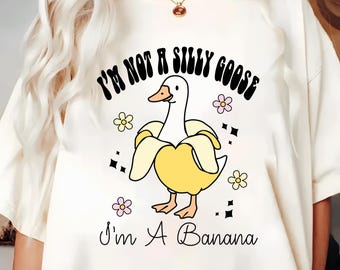 PNG de ganso y plátano, diseño divertido de camiseta de animales para sublimación (descarga digital)