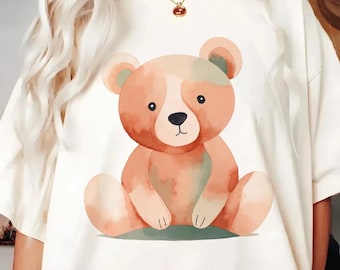 Imágenes prediseñadas de ositos de peluche kawaii en formato PNG, oso pastel con globos, diseño para sublimación de baby shower (descarga digital).