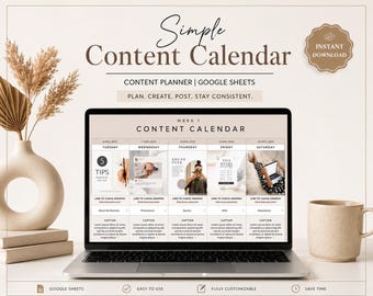 Social Media Content Planner, Google Sheets Social Media Calendar 2026, Content Strategy Template, Marketing Tracker, Digital Download