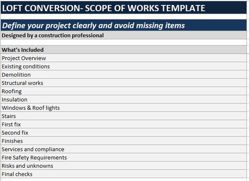 Loft Conversion Scope of Work Template: Attic Renovation Contract ...