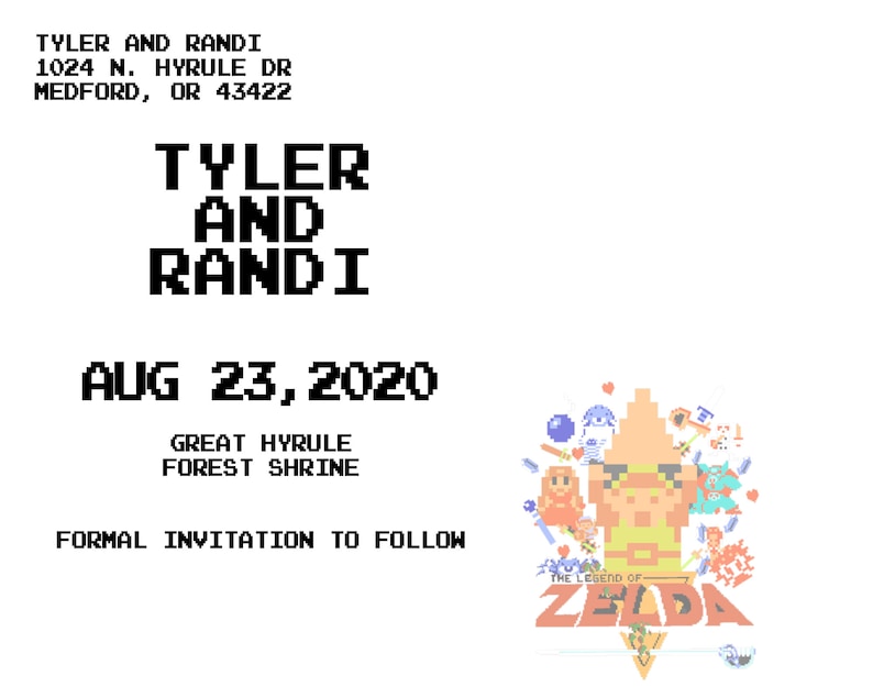 Printable Zelda Save the Date