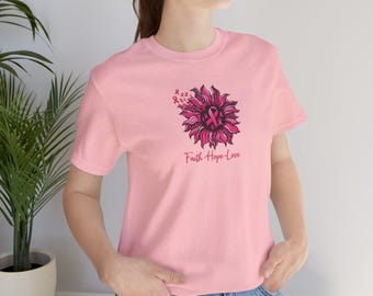 Faith Hope Love Floral Tee — Inspirational Women's Short Sleeve Shirt