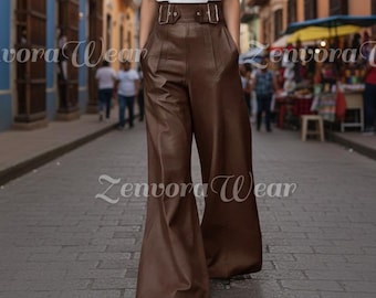 Pantaloni da donna a vita alta in tinta unita | Pantaloni casual per ufficio e pendolarismo