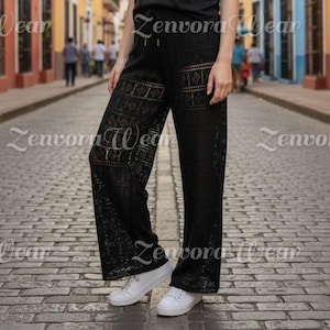 Pantaloni casual stampati con coulisse in vita | Pantaloni palazzo estivi in stile boho dalla vestibilità ampia