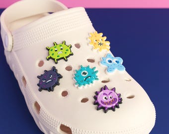 Germ Virus Shoe Charms for Clogs, Funny Microbe Shoe Clip Accessories, Cute Novelty Bag Charms