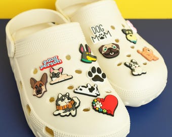 Dog Shoe Charms, Cute Puppy Designs, Animal Lover Clog Pins