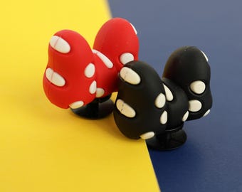 Polka Dot Bow Shoe Charms, Red & Black Bow Clog Accessories