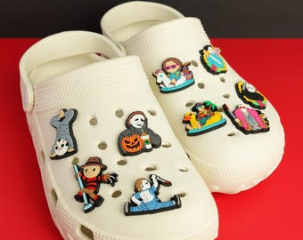 Horror Shoe Charms, Slasher Movie Clips, Spooky Halloween Clog Pins