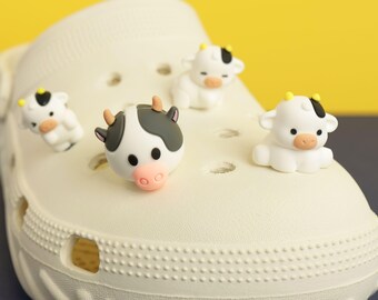 Cow Shoe Charms, Farm Animal Clog Accessories, Cute Black and White Spotted Design, Gift for Cow Lovers
