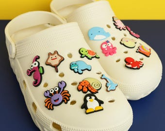 Sea Creature Shoe Charms, Cute Beach Ocean Accessories, Summer Vacation Marine Animal Clog Pins