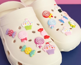 Candy Shoe Charms, Lollipop and Cupcake Designs, Sweet Treat Clog Accessories