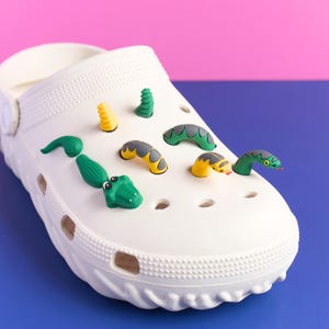 Snake and Alligator Shoe Charms, 3D Swamp Reptile Clips, Wild Crocodile Python Clog Pins