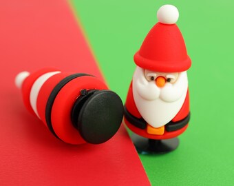 Santa Shoe Charms, 3D Christmas Holiday Clips, Saint Nick December Clog Pins
