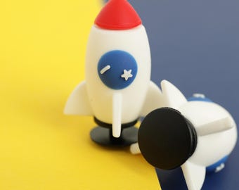 3D Rocket Ship Shoe Charm, Space Clog Pin, Outer Space Galaxy Gift for Kids