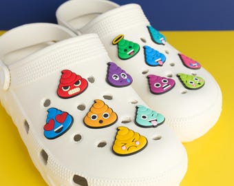 Poop Emoji Shoe Charms for Clogs, Funny Reaction Shoe Clips, Meme Emoji Bag Charms, Novelty Face Accessories