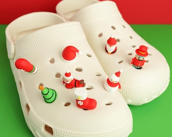 Christmas Shoe Charms, 3D Winter Holiday Clips, Festive December Clog Pins