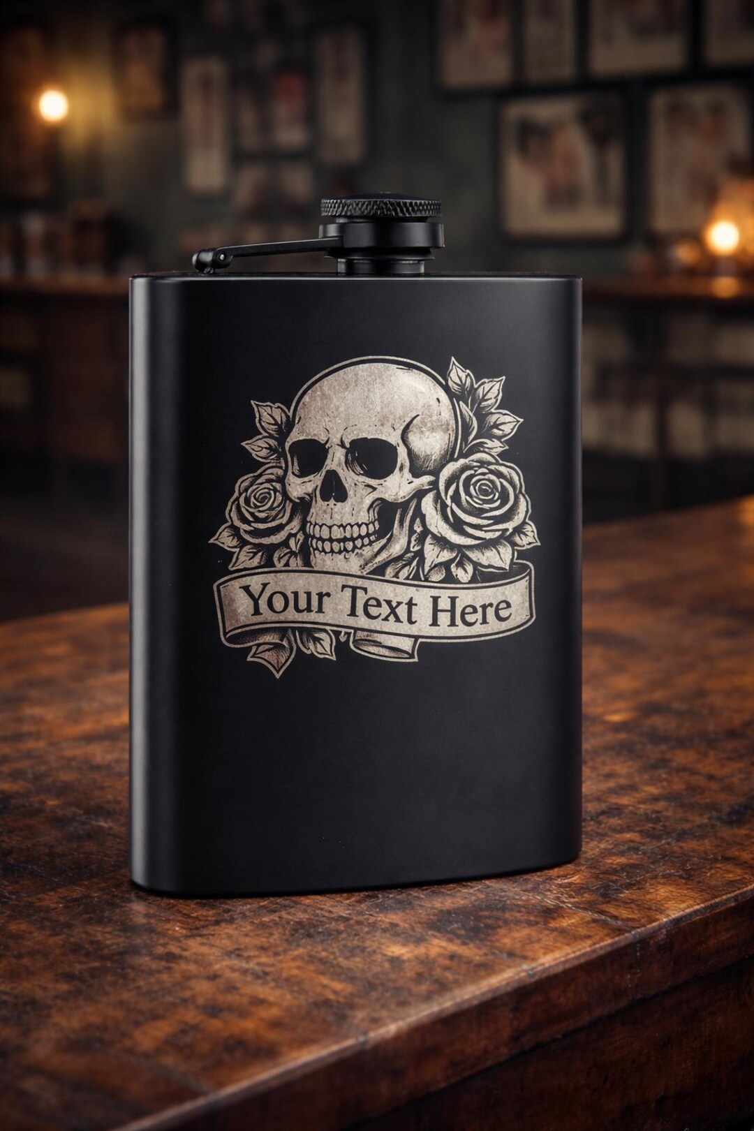 Custom Engraved Flask | Personalized Stainless Steel Hip Flask | Tattoo ...