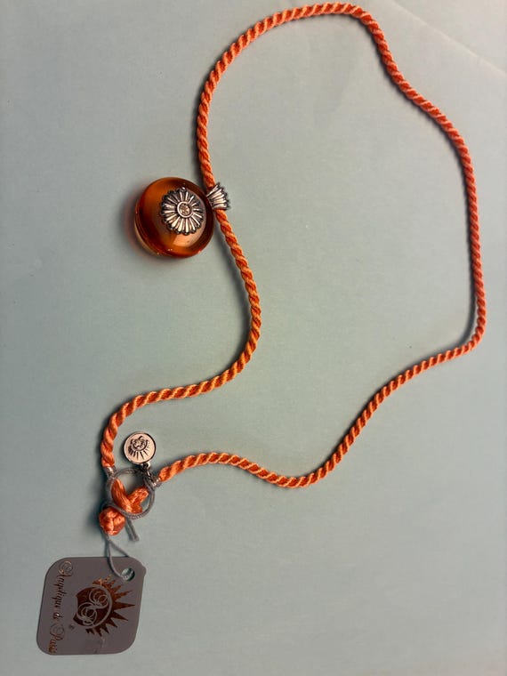Angelique de Paris Orange Resin Pendant Necklace