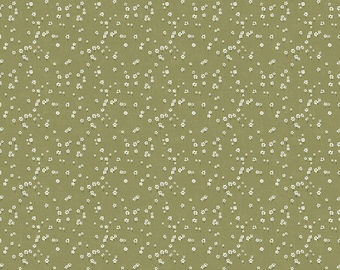 Humblebee Green Daises Recycled Cotton Yardage by Aimee Parker for FIGO- 1/2 YARD