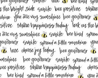Sunny Honey by Amy Latta Bee Positive White - 1/2 Yard