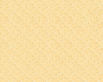 Humblebee Yellow Tossed Floral Recycled Cotton Yardage by Aimee Parker for FIGO- 1/2 YARD
