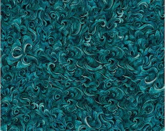 Deep Sea Dazzle - Waves Texture - TEAL - QT Fabrics - 1/2 Yard