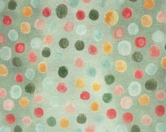 Dreamy Florals - Dots Sage and Pink - 1/2 Yard