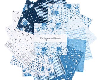 Blue Blooms and Threads by Christopher Thompson for RBD - 10 Inch Stacker, 42 Pcs.