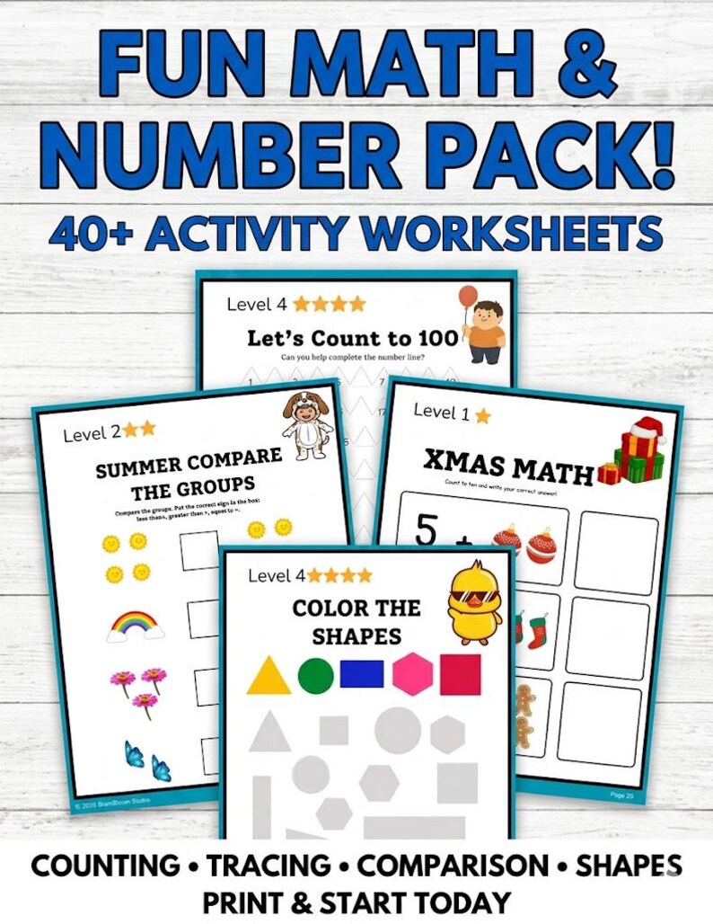 Addition Workbook for Kids Ages 4-8 – Printable Math Worksheets ...