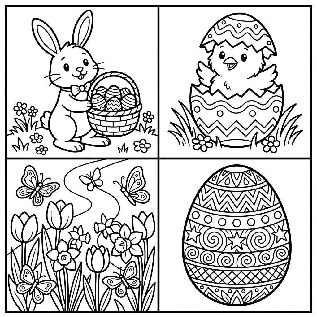 Easter Coloring Pages for Kids, Bunny Egg Chick Activity Book ...