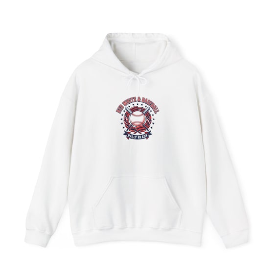 Patriotic Vintage Baseball Graphic Hoodie | red white blue baseball shirt