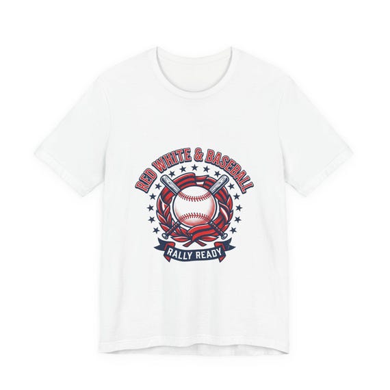 Red White & Baseball Rally Ready Tee | Patriotic Baseball Shirt, Vintage Ballpark Graphic