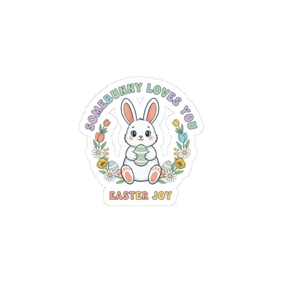 Easter Bunny Sticker | Pastel Cottagecore Rabbit, Spring Joy (Kiss-Cut)
