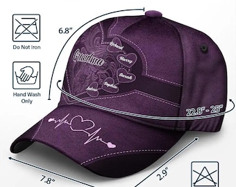 Gorro personalizado para abuela con los nombres de los nietos – Gorro familiar personalizado