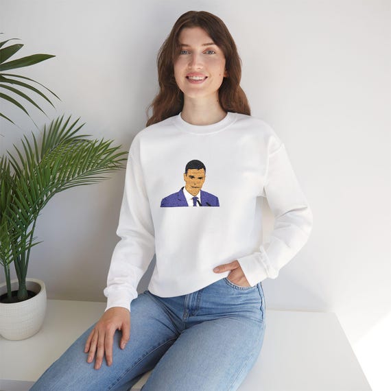 Embroidered Portrait Crewneck Sweatshirt – Minimalist Cotton-Poly Blend pullover