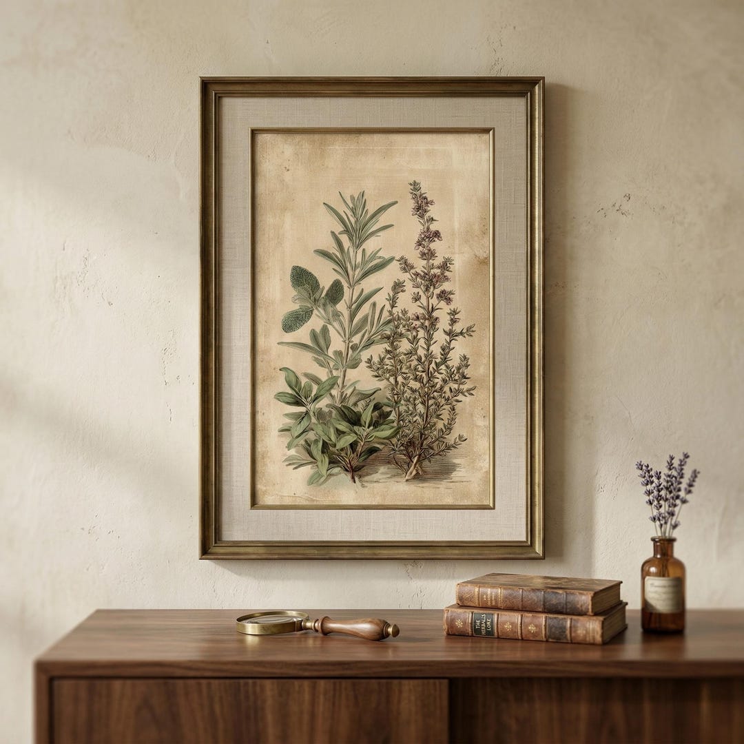 Vintage Botanical Wall Art Printable | Antique Plant Illustration ...