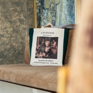 Borsa tote vintage in tela stile rococò con cerniera