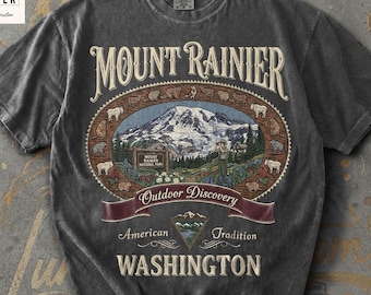 Vintage Mount Rainier Shirt, Comfort Colors Retro 90s Washington National Park Graphic Tee, Aesthetic Hiking Nature Top, Mount Tacoma Tshirt