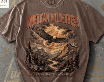 American Wilderness Eagle Vintage Comfort Colors Shirt, Retro Bald Eagle Tee, Nature Tshirt, Outdoor Adventure Gift, Wildlife Graphic Tee