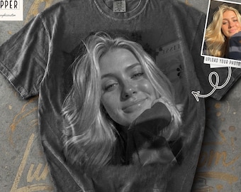Personnalisez votre chemise avec photo Comfort Colors®, t-shirt avec photo personnalisé, petite amie ou petit ami, téléchargez votre propre image, cadeau photo personnalisé vintage